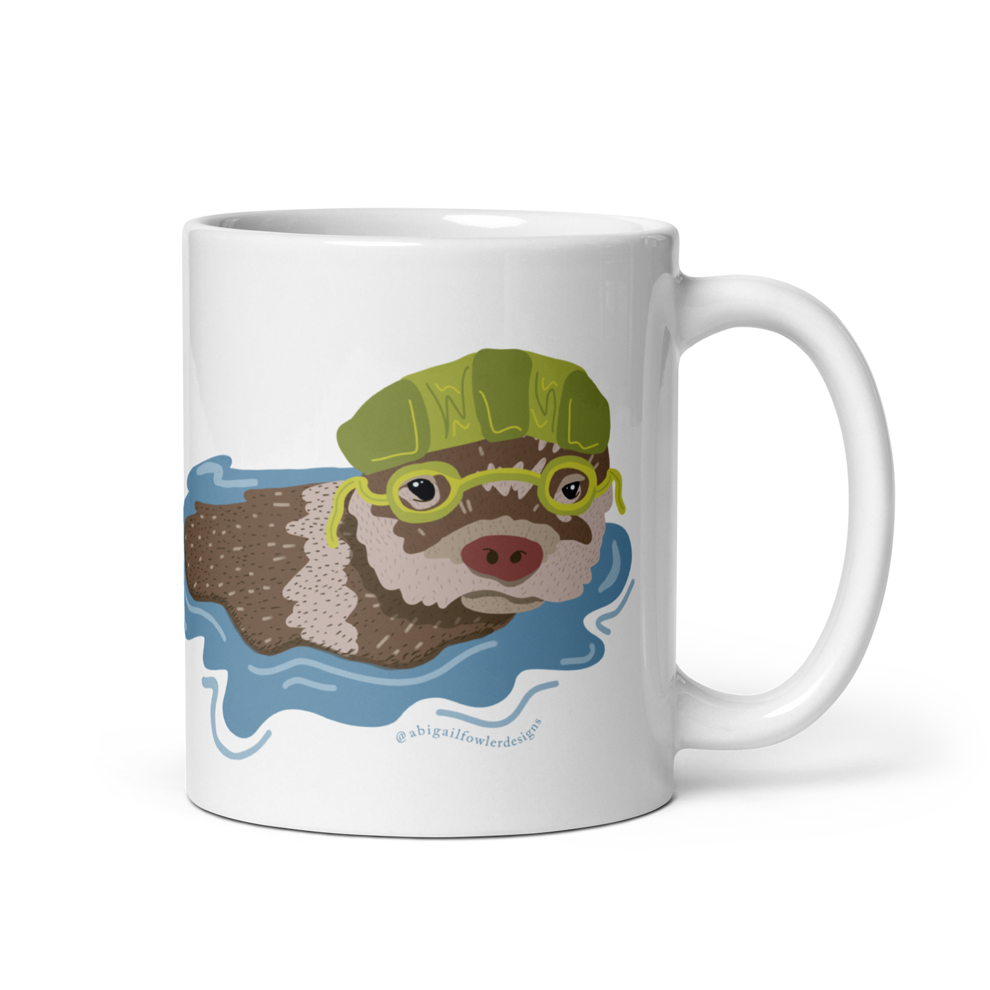 Swimming Otter White glossy mug