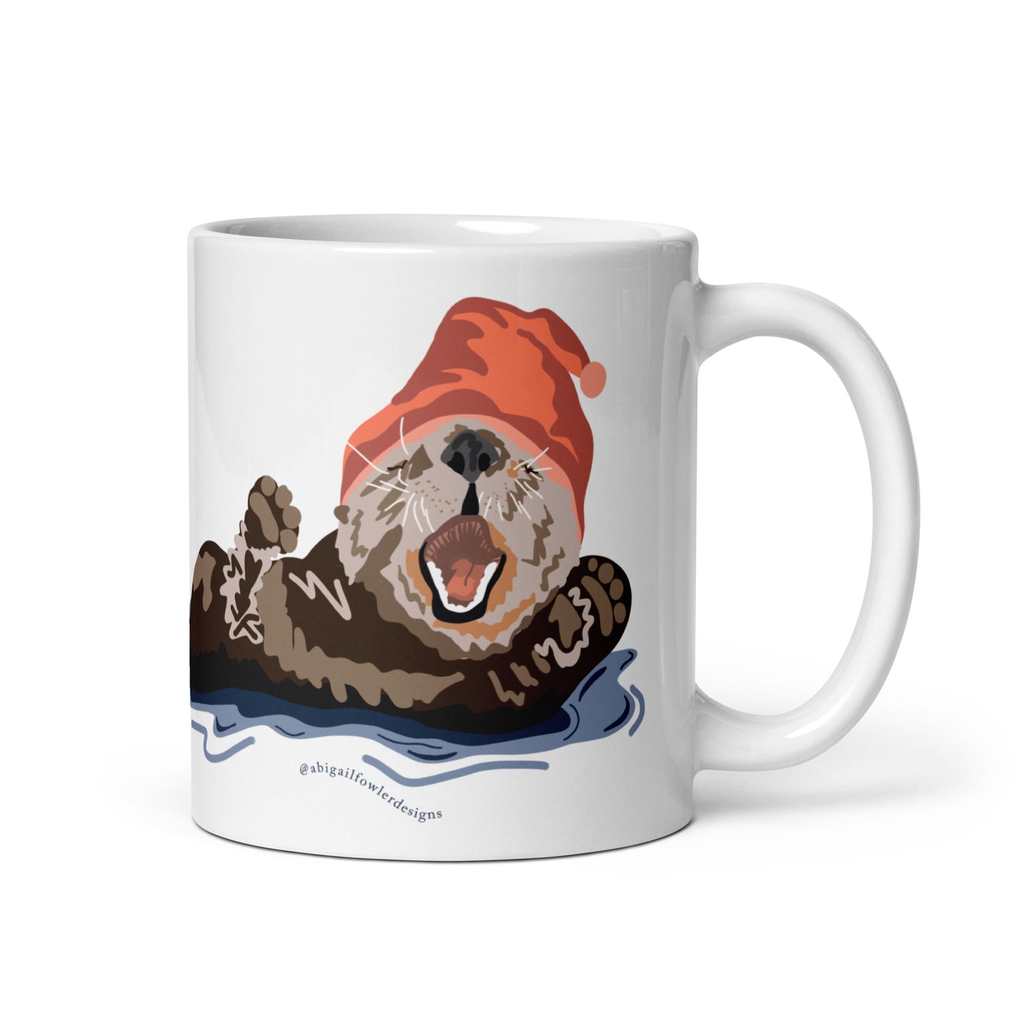 Sleepy Otter White glossy mug