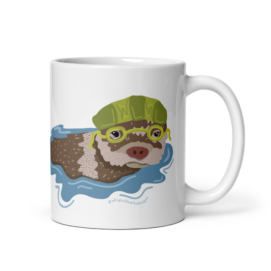 Swimming Otter White glossy mug