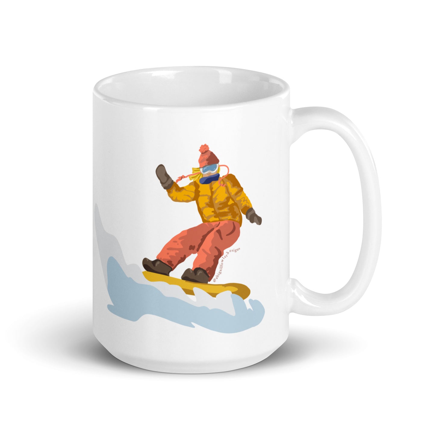 Meredith Snowboarder White glossy mug