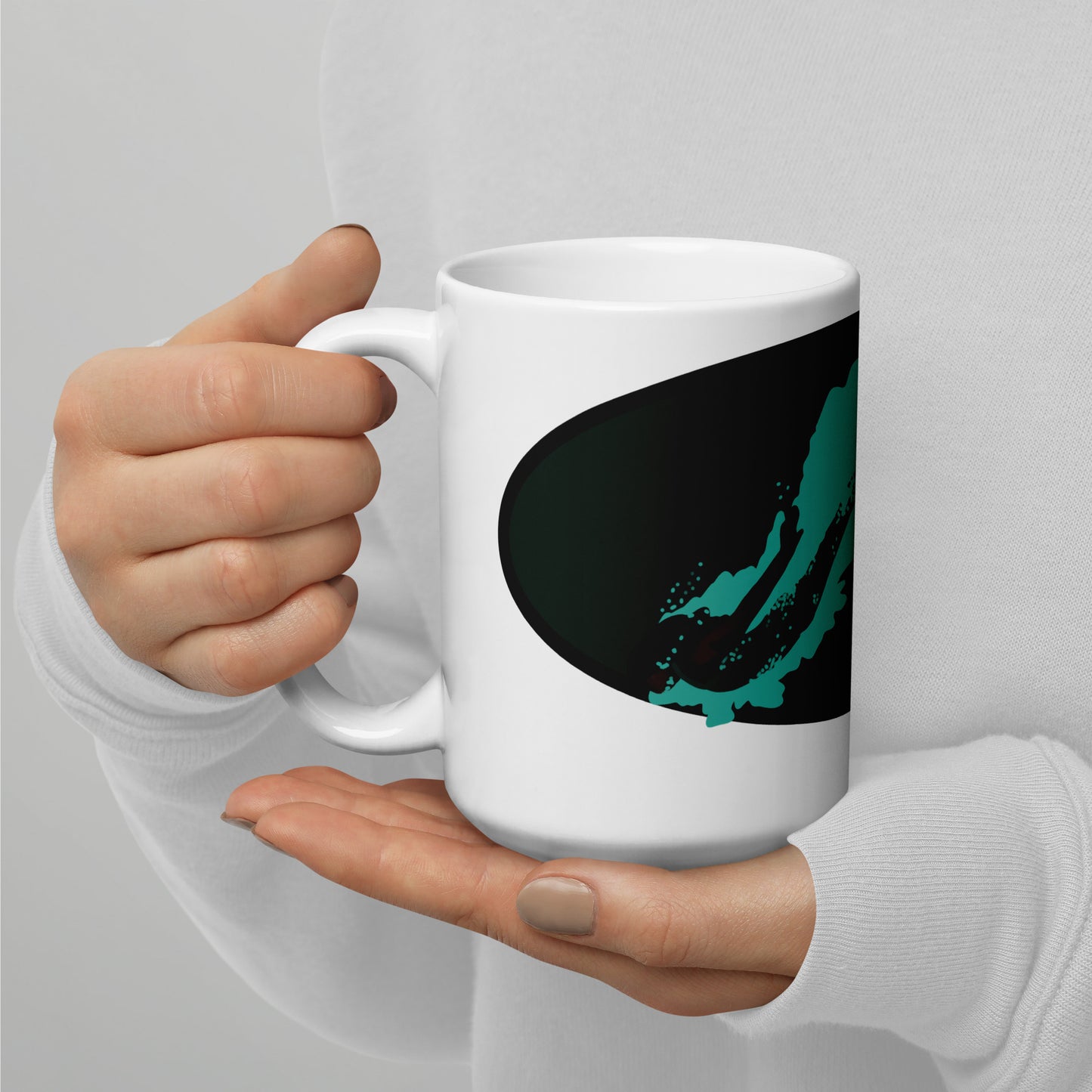 Aqua Dive White glossy mug